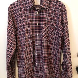 Billy Reid Red and Blue Casual Button Down Shirt